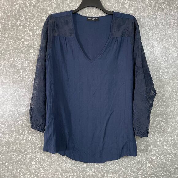 Lane Bryant Women's Plus Size Blue Lace Sleeve Top - Size 18/20 - Boho Cottage - Picture 2 of 7